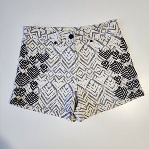KOOKAI Denim Shorts Womens 28‎ White Grey Chevron Print Embroidery Australia